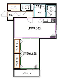 ベルグレードSI 4階1LDKの間取り