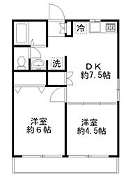 モンペール高円寺 1階2DKの間取り