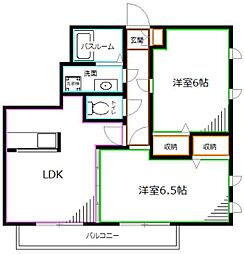 カーサ・ヴェルデ 2階2LDKの間取り