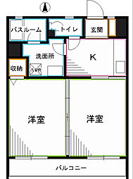第1野村ビル 3階2Kの間取り