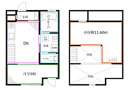 西武新宿線 井荻駅 徒歩9分の賃貸アパート 2階1DKの間取り