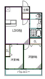 アビタシオン落合 2LDKの間取図画像