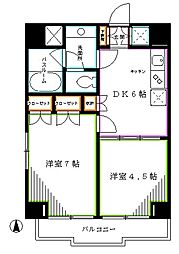 ルーブル野方参番館 2DKの間取図画像