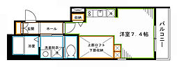 エスパーダ新井薬師 ワンルームの間取図画像