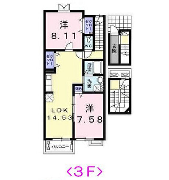 ベルアンジュ ｜大阪府四條畷市砂1丁目(賃貸アパート2LDK・3階・67.18㎡)の写真 その2