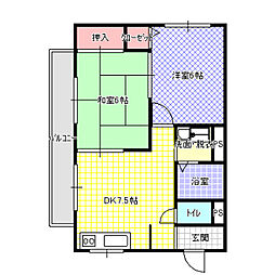 プライム2番館 2DKの間取図画像