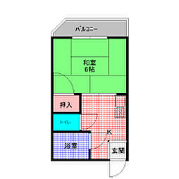 ハイツ北之町C棟 1DKの間取図画像