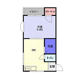 クワイエット香里 1DKの間取図画像