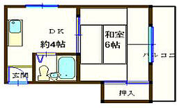 高柳ハイツ 1DKの間取図画像