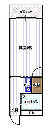 まるきマンション東大利 1Kの間取図画像