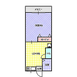 城山ハイツ 1DKの間取図画像