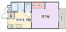 グリーンハウスウエスト 1DKの間取図画像