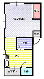 プチメゾン堀溝3 1DKの間取図画像