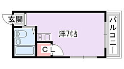 千功ハイツ ワンルームの間取図画像
