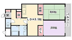 龍宝マンション 2LDKの間取図画像
