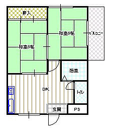ロイヤルハイム日建 2DKの間取図画像