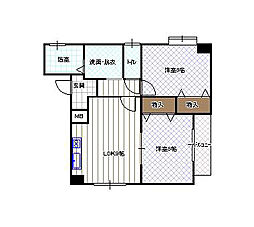 ドミールK&M 2LDKの間取図画像