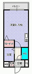 M'PLAZA香里弐番館 1Kの間取図画像