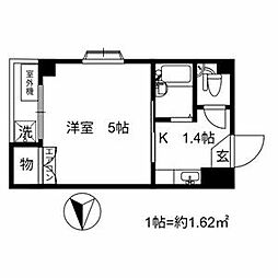 エクスクラン 1Kの間取図画像