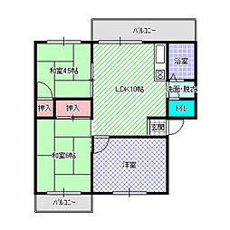 神田ハイツ 3LDKの間取図画像