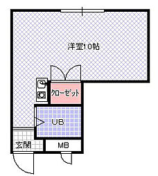 大和ヒューマンハイツ点野B棟 ワンルームの間取図画像