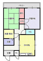 ドミール春日 2DKの間取図画像