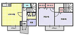 コスモ・コート西 2LDKの間取図画像