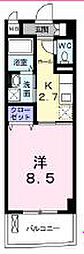 クレメント岡山 1Kの間取図画像