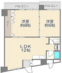 香里コーポ百合 2LDKの間取図画像