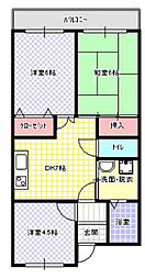 グランヴィラ香里 3DKの間取図画像
