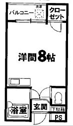 バーブルパーク ワンルームの間取図画像