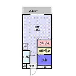 ウェルネス三界 1Kの間取図画像