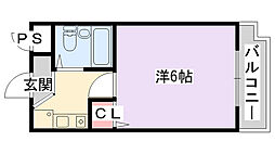カサベルディ森田 1Kの間取図画像