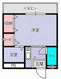クレール住道 1Kの間取図画像