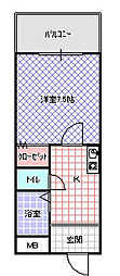 ルナコート 1Kの間取図画像
