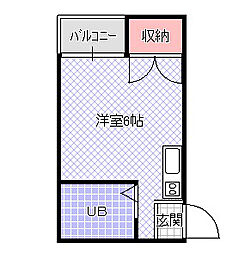 平池マンション ワンルームの間取図画像