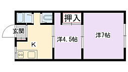 豊野マンションB館 2Kの間取図画像