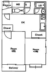 マンションウエストプラザ 2DKの間取図画像