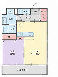 メゾンレヴナ木田町 1LDKの間取図画像