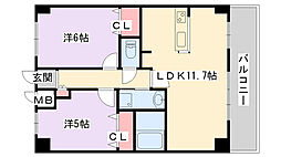 M'SPLAZA香里六番館 2LDKの間取図画像