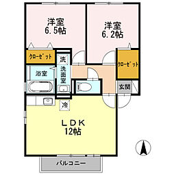 エスポワール東寝屋川A 2LDKの間取図画像