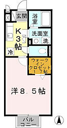 アヴァント 1Kの間取図画像