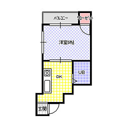 青野ビル 1DKの間取図画像
