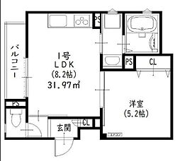 クリエオーレ北条 1LDKの間取図画像