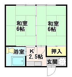 皐月荘 2階2Kの間取り