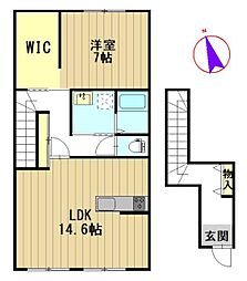 パークサイドTORTOISE 2階1LDKの間取り