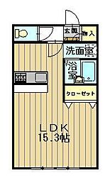 おしゃれハウス2 2階ワンルームの間取り