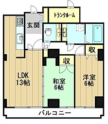 リアライズ山王 6階2LDKの間取り