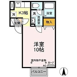 ボナージュ・ポム 1階1Kの間取り