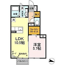 メゾン・クローバー3 1階1LDKの間取り